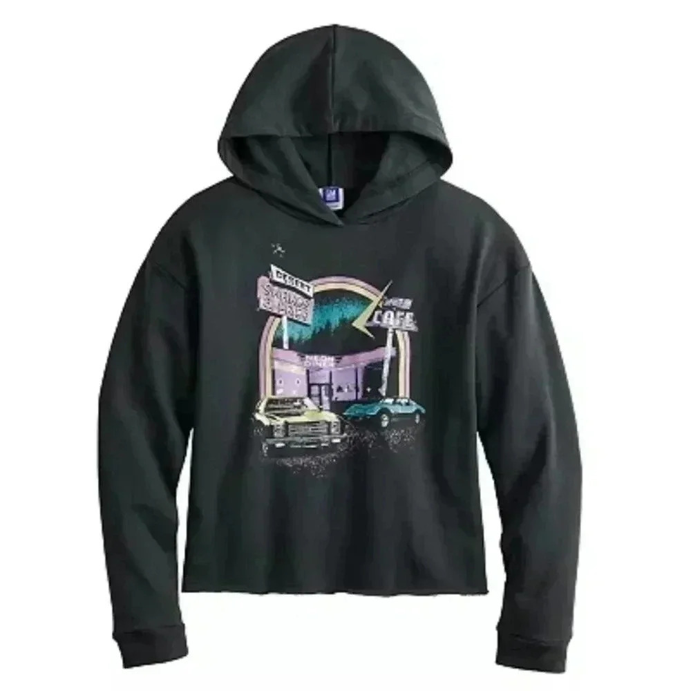 DESERT Shakes & Fries Cropped Fleece Hoodie. Nwt size small